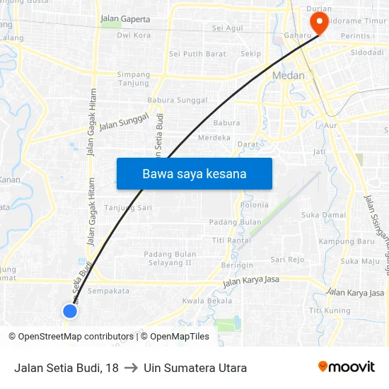 Jalan Setia Budi, 18 to Uin Sumatera Utara map