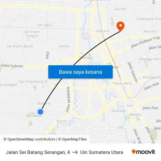 Jalan Sei Batang Serangan, 4 to Uin Sumatera Utara map