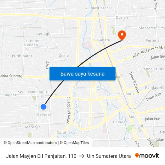 Jalan Mayjen D.I Panjaitan, 110 to Uin Sumatera Utara map