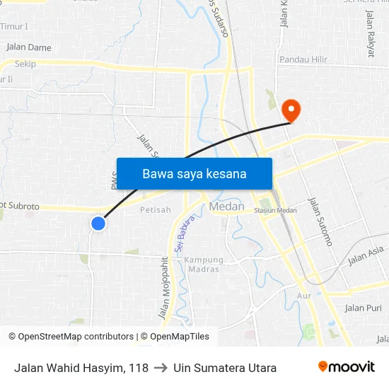 Jalan Wahid Hasyim, 118 to Uin Sumatera Utara map