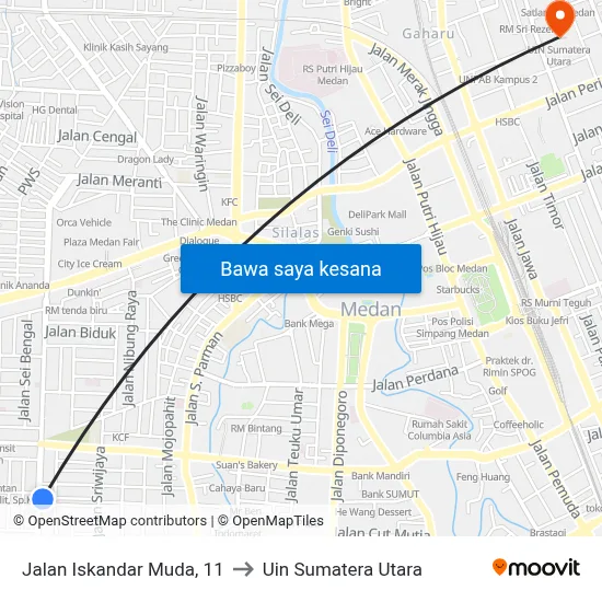 Jalan Iskandar Muda, 11 to Uin Sumatera Utara map