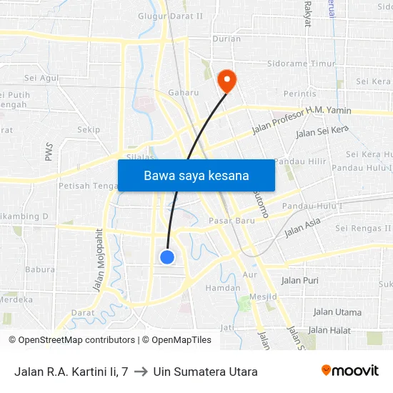 Jalan R.A. Kartini Ii, 7 to Uin Sumatera Utara map