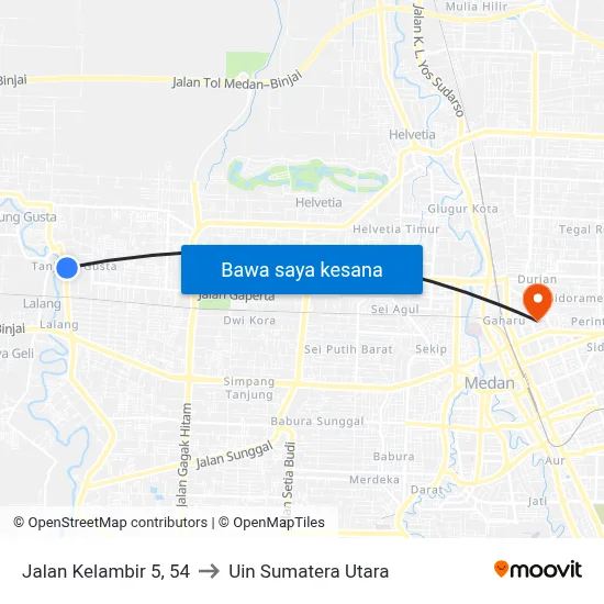 Jalan Kelambir 5, 54 to Uin Sumatera Utara map