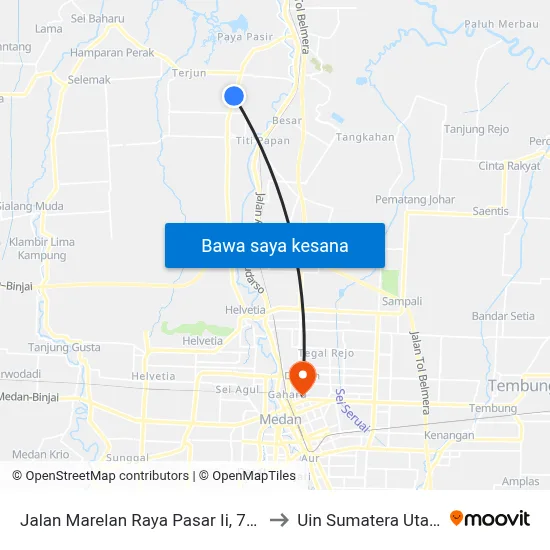 Jalan Marelan Raya Pasar Ii, 78d to Uin Sumatera Utara map