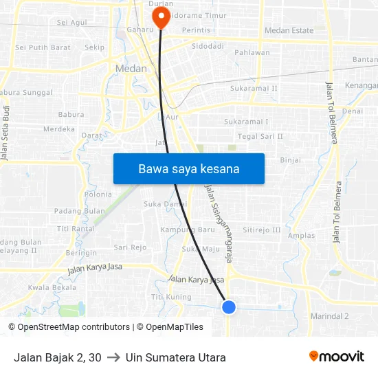 Jalan Bajak 2, 30 to Uin Sumatera Utara map