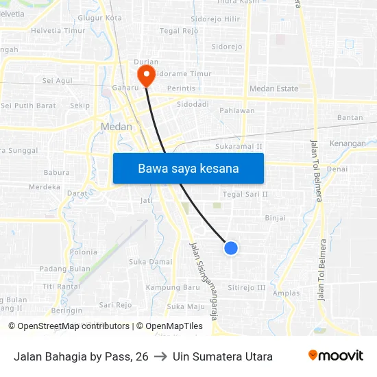 Jalan Bahagia by Pass, 26 to Uin Sumatera Utara map