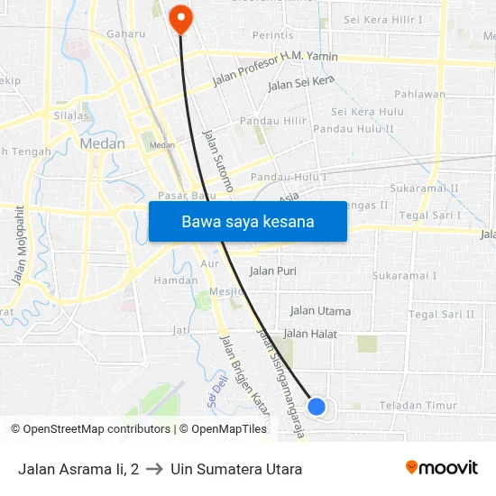 Jalan Asrama Ii, 2 to Uin Sumatera Utara map