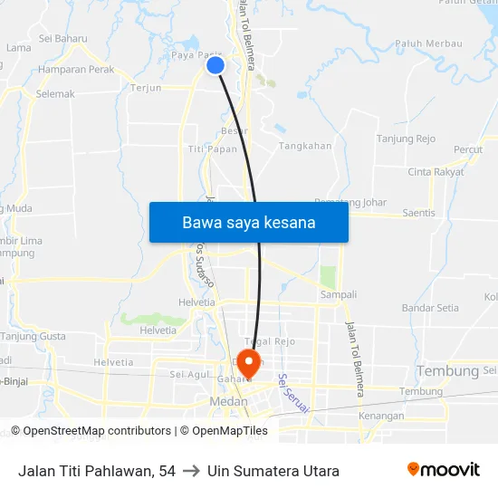 Jalan Titi Pahlawan, 54 to Uin Sumatera Utara map