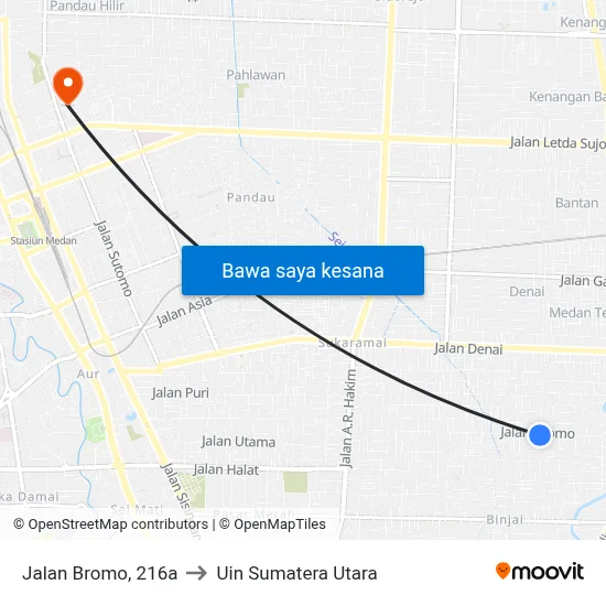 Jalan Bromo, 216a to Uin Sumatera Utara map