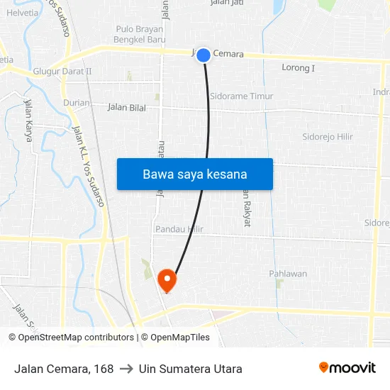 Jalan Cemara, 168 to Uin Sumatera Utara map
