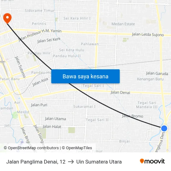 Jalan Panglima Denai, 12 to Uin Sumatera Utara map