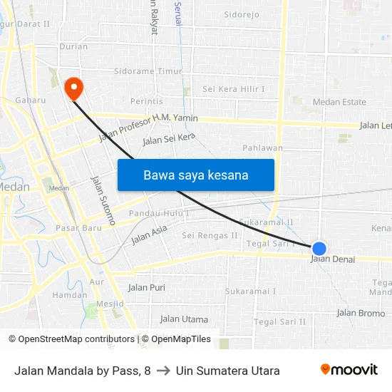 Jalan Mandala by Pass, 8 to Uin Sumatera Utara map