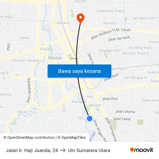 Jalan Ir. Haji Juanda, 24 to Uin Sumatera Utara map