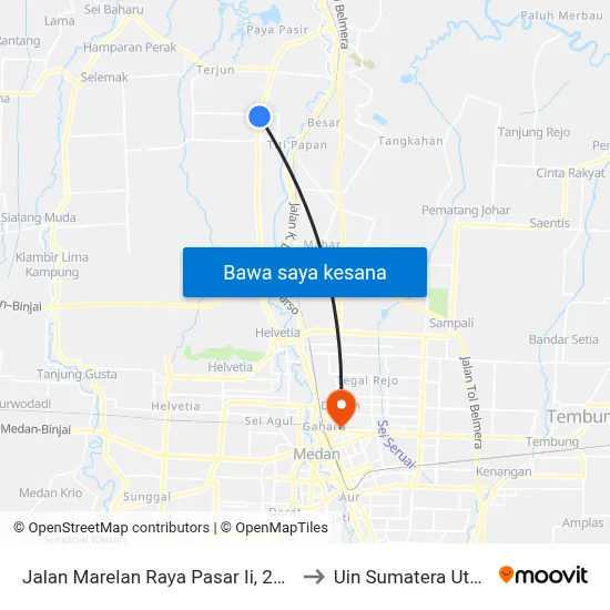Jalan Marelan Raya Pasar Ii, 254b to Uin Sumatera Utara map