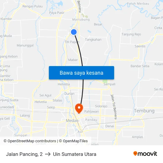 Jalan Pancing, 2 to Uin Sumatera Utara map