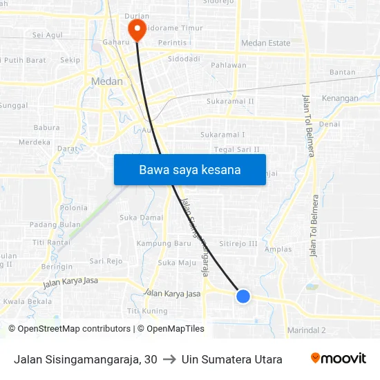 Jalan Sisingamangaraja, 30 to Uin Sumatera Utara map