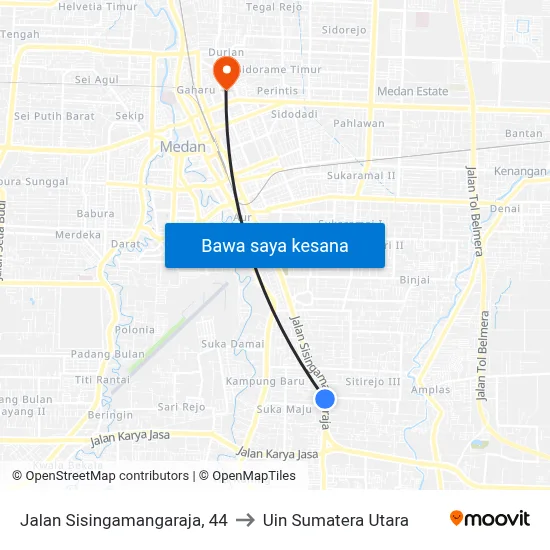 Jalan Sisingamangaraja, 44 to Uin Sumatera Utara map