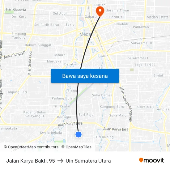 Jalan Karya Bakti, 95 to Uin Sumatera Utara map