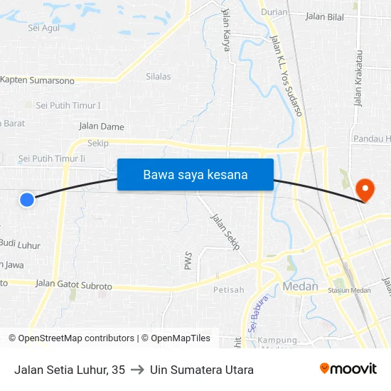Jalan Setia Luhur, 35 to Uin Sumatera Utara map