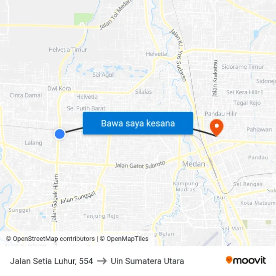 Jalan Setia Luhur, 554 to Uin Sumatera Utara map