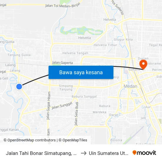 Jalan Tahi Bonar Simatupang, 100 to Uin Sumatera Utara map