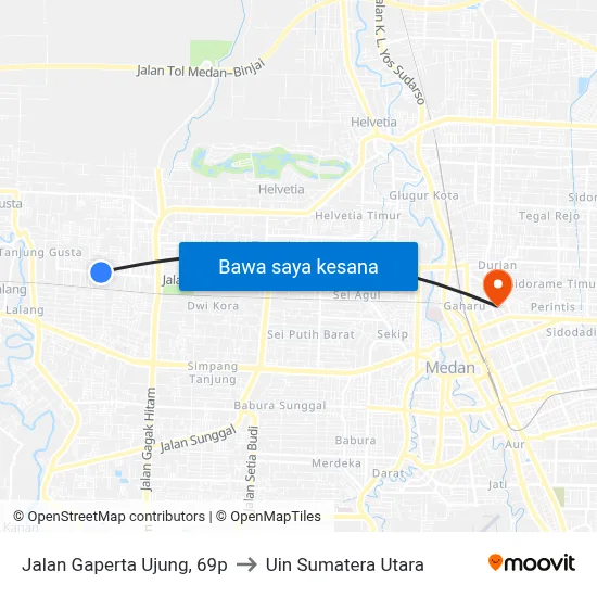Jalan Gaperta Ujung, 69p to Uin Sumatera Utara map