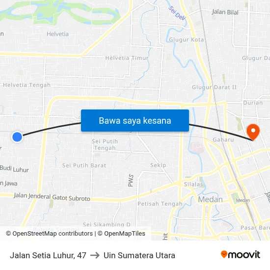 Jalan Setia Luhur, 47 to Uin Sumatera Utara map