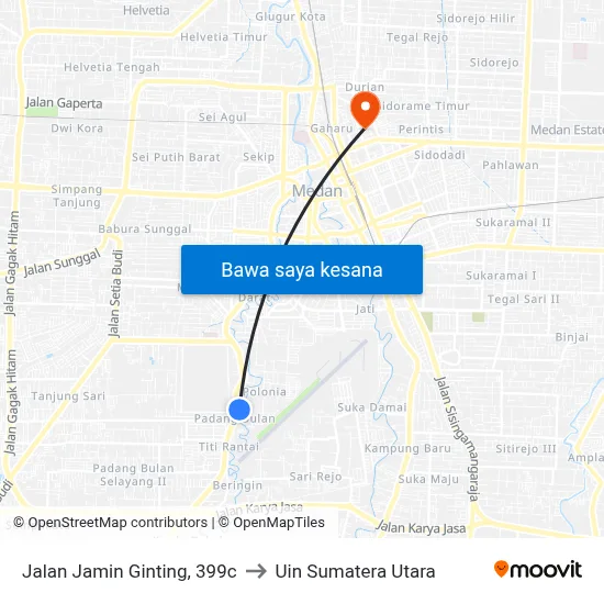 Jalan Jamin Ginting, 399c to Uin Sumatera Utara map