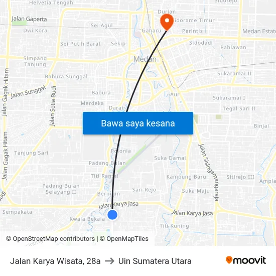 Jalan Karya Wisata, 28a to Uin Sumatera Utara map
