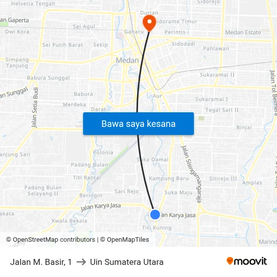 Jalan M. Basir, 1 to Uin Sumatera Utara map