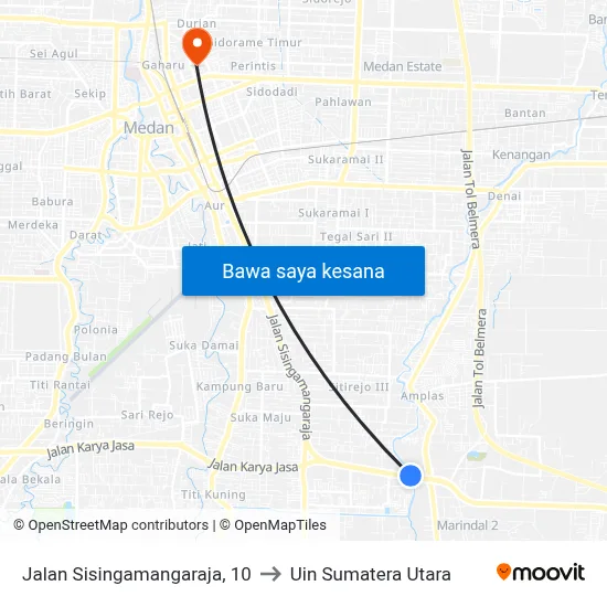 Jalan Sisingamangaraja, 10 to Uin Sumatera Utara map