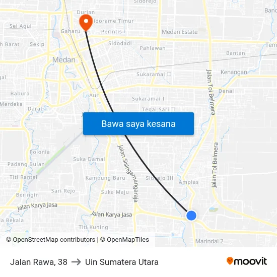 Jalan Rawa, 38 to Uin Sumatera Utara map