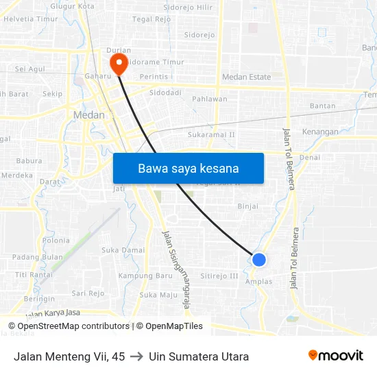 Jalan Menteng Vii, 45 to Uin Sumatera Utara map
