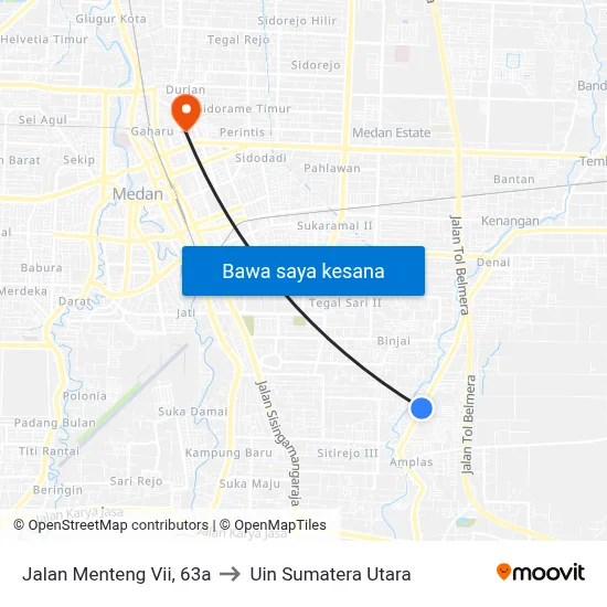 Jalan Menteng Vii, 63a to Uin Sumatera Utara map