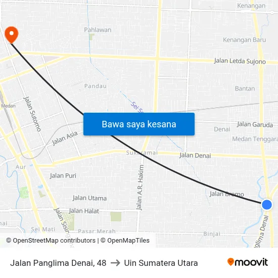 Jalan Panglima Denai, 48 to Uin Sumatera Utara map