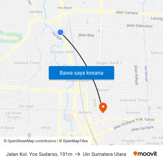 Jalan Kol. Yos Sudarso, 191m to Uin Sumatera Utara map