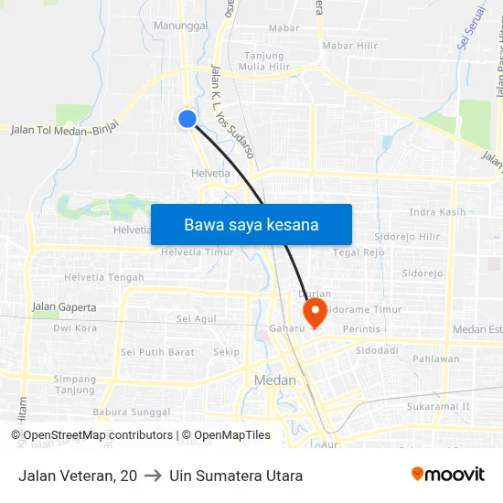 Jalan Veteran, 20 to Uin Sumatera Utara map