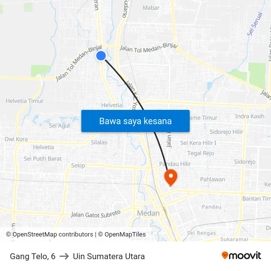 Gang Telo, 6 to Uin Sumatera Utara map