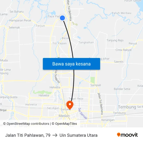 Jalan Titi Pahlawan, 79 to Uin Sumatera Utara map