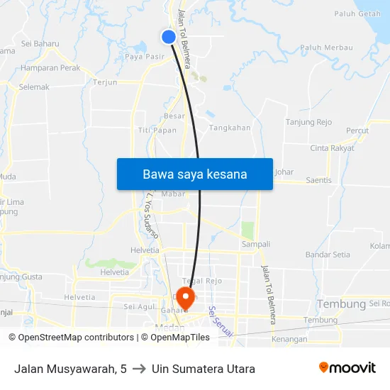 Jalan Musyawarah, 5 to Uin Sumatera Utara map