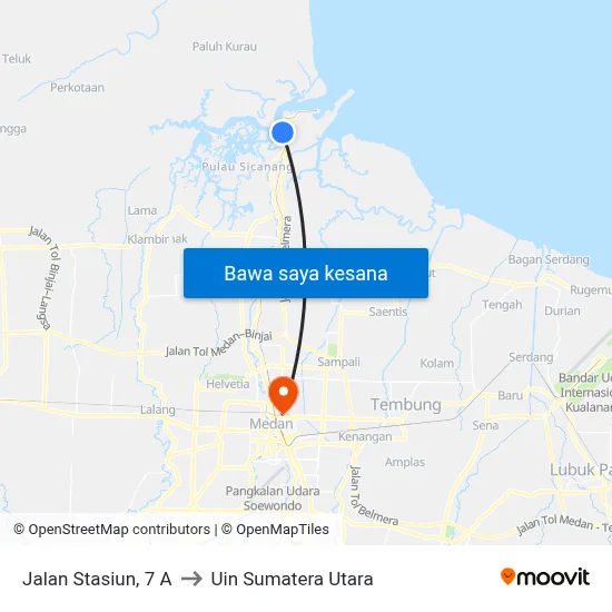 Jalan Stasiun, 7 A to Uin Sumatera Utara map