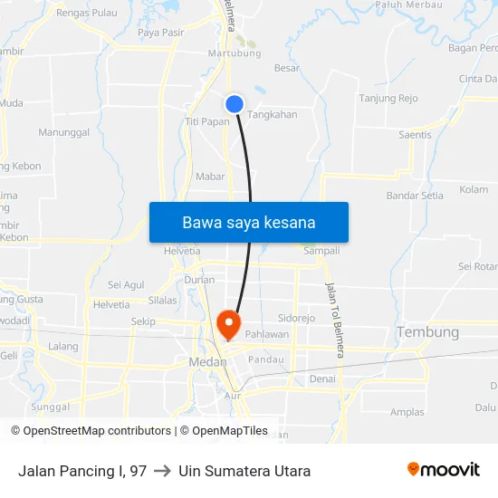 Jalan Pancing I, 97 to Uin Sumatera Utara map