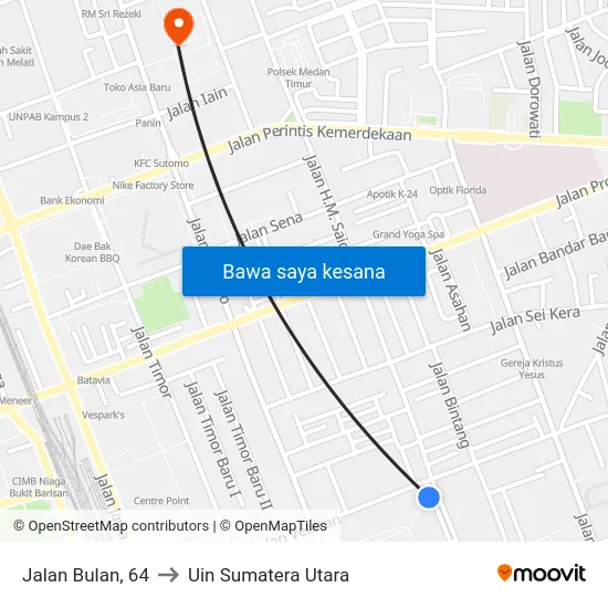 Jalan Bulan, 64 to Uin Sumatera Utara map