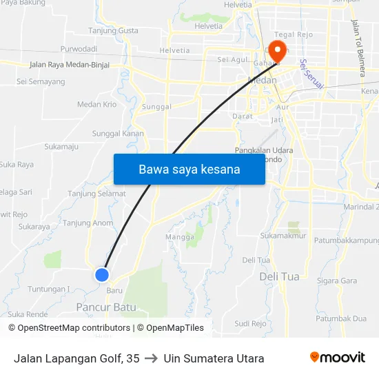 Jalan Lapangan Golf, 35 to Uin Sumatera Utara map