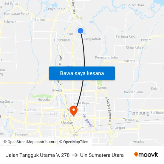 Jalan Tangguk Utama V, 278 to Uin Sumatera Utara map