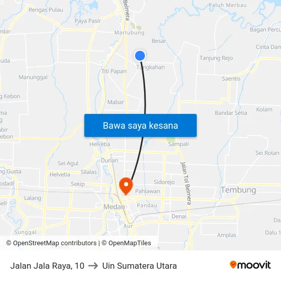 Jalan Jala Raya, 10 to Uin Sumatera Utara map
