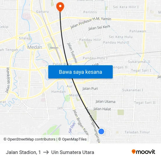 Jalan Stadion, 1 to Uin Sumatera Utara map