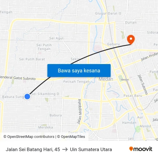 Jalan Sei Batang Hari, 45 to Uin Sumatera Utara map