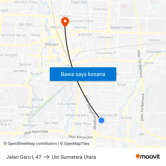 Jalan Garu I, 47 to Uin Sumatera Utara map