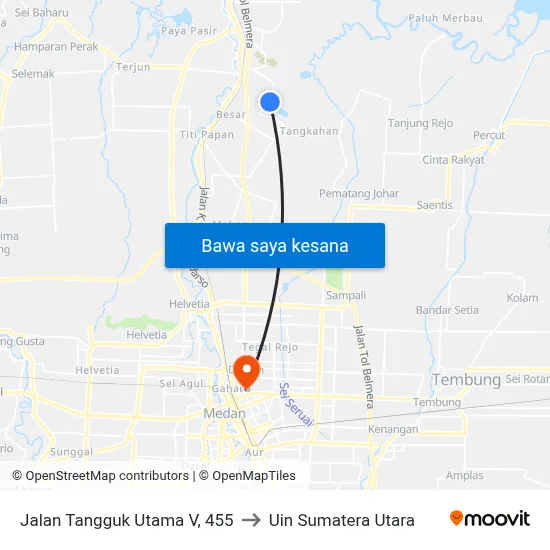 Jalan Tangguk Utama V, 455 to Uin Sumatera Utara map